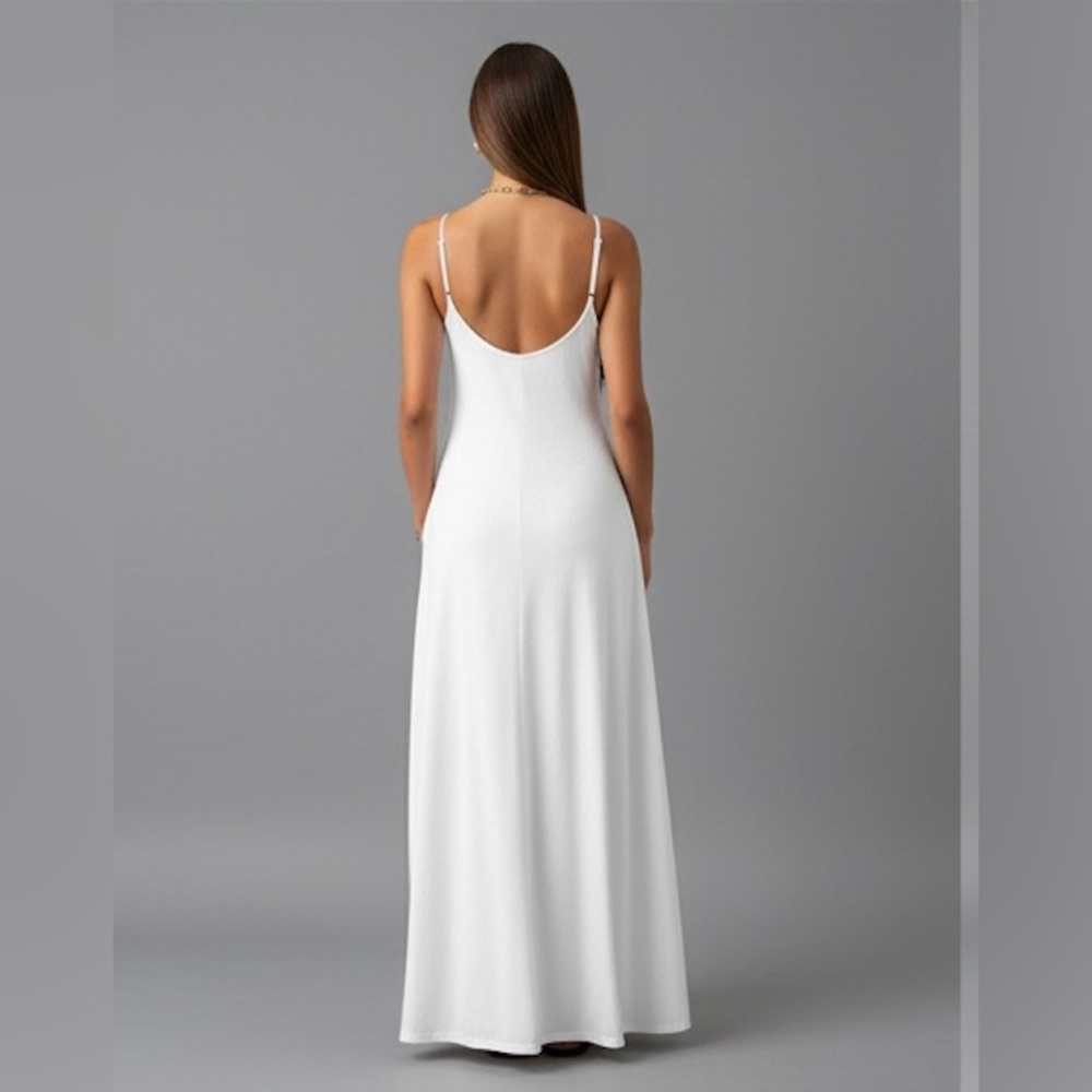 Cami Maxi Flared Tee Dress White - Picture 3 of 5